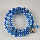 Blue Agate Beaded Bracelet – Soothing Natural Crystal Jewelry in Ocean Blue Tones
